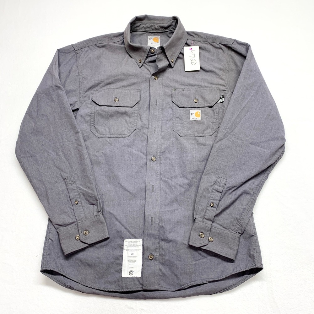 Carhartt FR 392-31 Button Down Mens M Grey Flame Resistant Workwear NFPA 2112